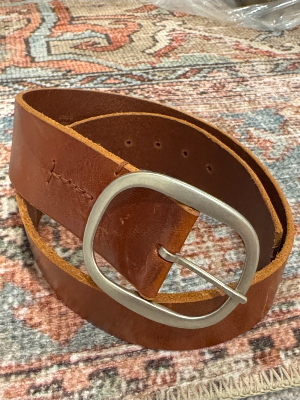 Banana Republic Wide Brown Leather Belt with Silver Oval Buckle